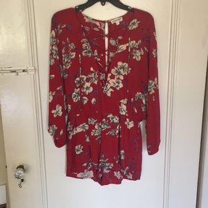 Lace up floral romper